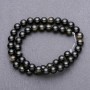Sun Obsidian Beads on Thread, Smooth Round Bead, Diameter 8 (+/-) mm, Length 38 cm
