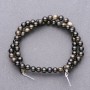 Sunstone Obsidian Beads on Thread - Smooth Round Beads, Diameter 6.5 mm, Length 38 cm