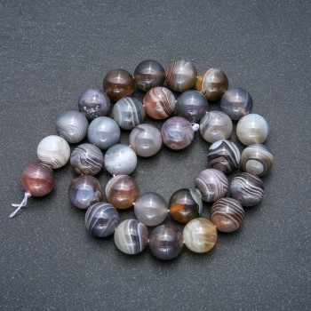 Botswana Agate Beads on a String, smooth round beads, 12 mm diameter, length 39 cm