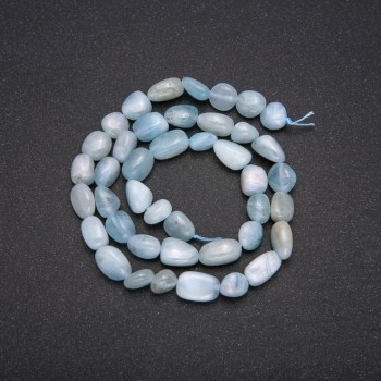 Beads made of natural Aquamarine gemstone, faceted rondelle, diameter 8x12 mm, length 38 cm