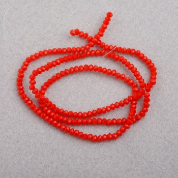 Czech Crystal Beads on a Thread, 3 mm Diameter, Matte Red-Orange Glass, 41 cm Long