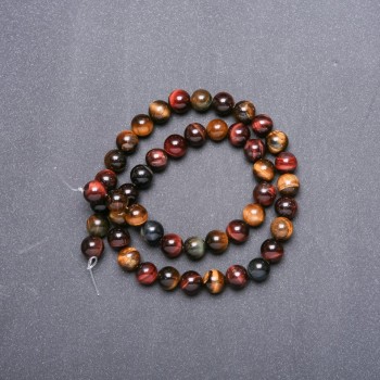 Beads of natural stone Tiger's Eye, Bull's Eye, Falcon's Eye on a thread, 8 mm diameter, 38 cm length
