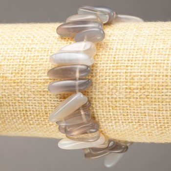 Elastic bracelet made of Smoky Agate Chip 'Needle', diameter 13-22×3-6 mm, length 18 cm +