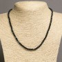 Black Agate Bead Necklace with Smooth Beads, 4 mm Diameter, 46–48 cm Length+