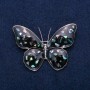 Brooch 'Butterfly' with Haliotite and Black Enamel, Silver-Tone Metal 40x55mm