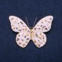 Brooch Butterfly Halite and White Enamel, Gold-tone Metal 40x55mm