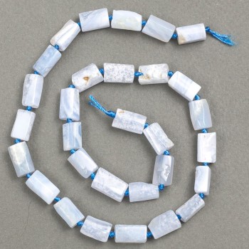 Beads on thread, natural stone, Blue Agate, Faceted, diameter 12-11×7-6 mm, length 40 cm+