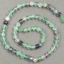 Natural fluorite stone faceted beads on thread, 6 mm diameter, 39 cm long +