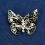 Brooch 'Butterfly' with White Crystals, Dark Gray Enamel with Halite, Gold-Tone Metal 37x32mm