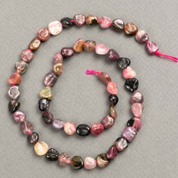 Turmaline Beads on Thread, Texturing, diameter 7-9 mm, length 40 cm+