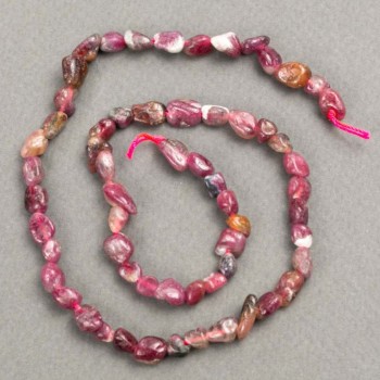 Tourmaline Beads on Thread, Tumbled, Diameter 5-7×5-9 mm, Length 39 cm+
