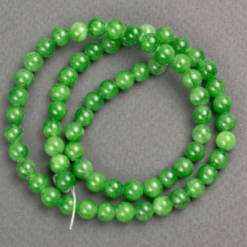 Jade Beads (synthetic acrylic) on thread, smooth round beads, 6mm diameter, length 40cm +/-