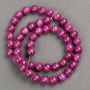 Beads on Beading Thread - Raspberry Imitation Tinted Quartz (Acrylic), Smooth Round Beads, 8mm Diameter, 40 cm Length