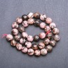 Rhodonite natural stone beads, faceted round bead, 10 mm diameter, 37 cm strand