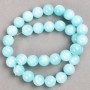 Aquamarine beads on fishing line (synthetic acrylic) smooth round beads, 12.5 mm diameter, 40 cm length