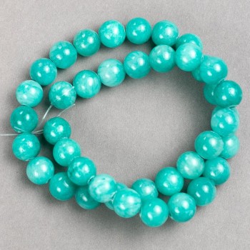 Amazonite Beads on Thread (Synthetic Acrylic) Smooth Spheres, 10.5 mm diameter, 40 cm length