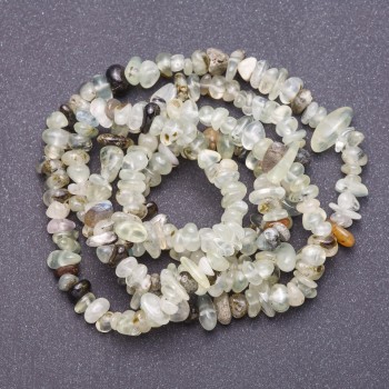 Prehnite Beads on Thread 'Grain', 7-10 mm diameter, 80 cm length