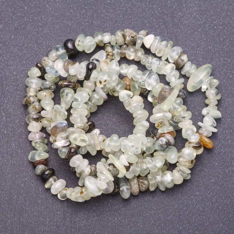 Prehnite Beads on Thread 'Grain', 7-10 mm diameter, 80 cm length