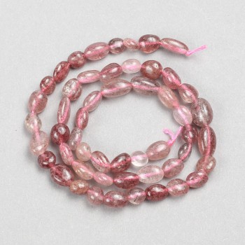Strawberry Quartz Natural Stone Beads, Faceted, 8x6 mm diameter, length 39 cm +