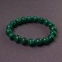 Malachite elastic bracelet with smooth beads, 10mm diameter, 18cm length