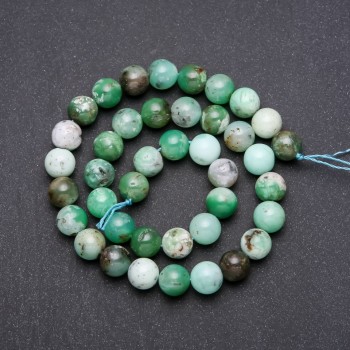 Beads on a natural chrysoprase thread, smooth round beads, diameter 10 (+/-) mm, length 38 cm