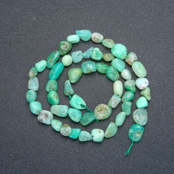 Beads on a Thread of Natural Chrysoprase, Briolette Shape, 6x7 mm Diameter, 41 cm Length +