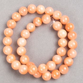 Selenite-like Acrylic Beads on String, Smooth Round Beads, 10.5 mm Diameter, 40 cm Length