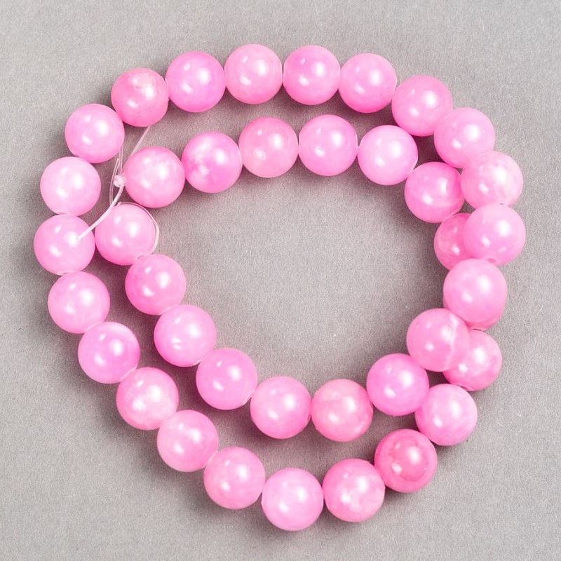Strung beads Strawberry Quartz (acrylic) smooth ball, 10.5 mm diameter, 39 cm length