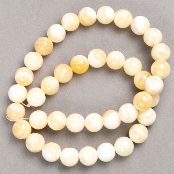 Pearl Beads on Thread (Acrylic) Smooth Round Beads, 10.5 mm Diameter, Length 40 cm+