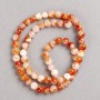Beads white semi-transparent brownish 'Carnelian' (synthetic acrylic) on a beading thread, smooth spheres, 6mm diameter, 40 cm length