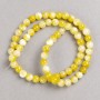 Beads 'Jadeite' Yellow-Lemon-White (artificial acrylic) on beading thread, smooth round beads, 6 mm diameter, length approx. 40 cm