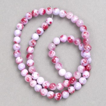 Beads dark pink-lilac 'Ametrine' (acrylic) on beading line, smooth round beads, 6mm diameter ±, 40 cm length