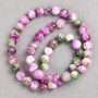 Raspberry-Gray-Green 'Agate' Beads (Acrylic) on Beading Thread, Smooth Round Beads, 8 mm Diameter, 40 cm Length +/-