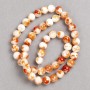 Beads white semi-transparent reddish 'Carnelian' (artificial acrylic) on fishing line, smooth round beads, 8 mm diameter, length about 40 cm