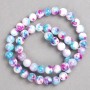 Beads pink-blue-white 'Agate' (synthetic acrylic) on thread, smooth round bead, 8 mm diameter, 40 cm length