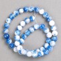 Blue and White Beads 'Sodalite' (Acrylic) on Thread, Smooth Beads, 8mm Diameter, 40 cm Length