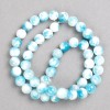 White-blue beads 'Agate' (artificial acrylic) on beading thread, smooth round beads, diameter 8mm +/-, length approx. 40 cm