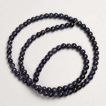 Aventurine Beads on Thread Blue Sand Night of Cairo, smooth bead, 4mm diameter, 37cm length +
