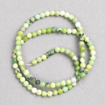 Beads of Australian Jadeite on beading thread, smooth round beads, diameter 4mm, length 38 cm+