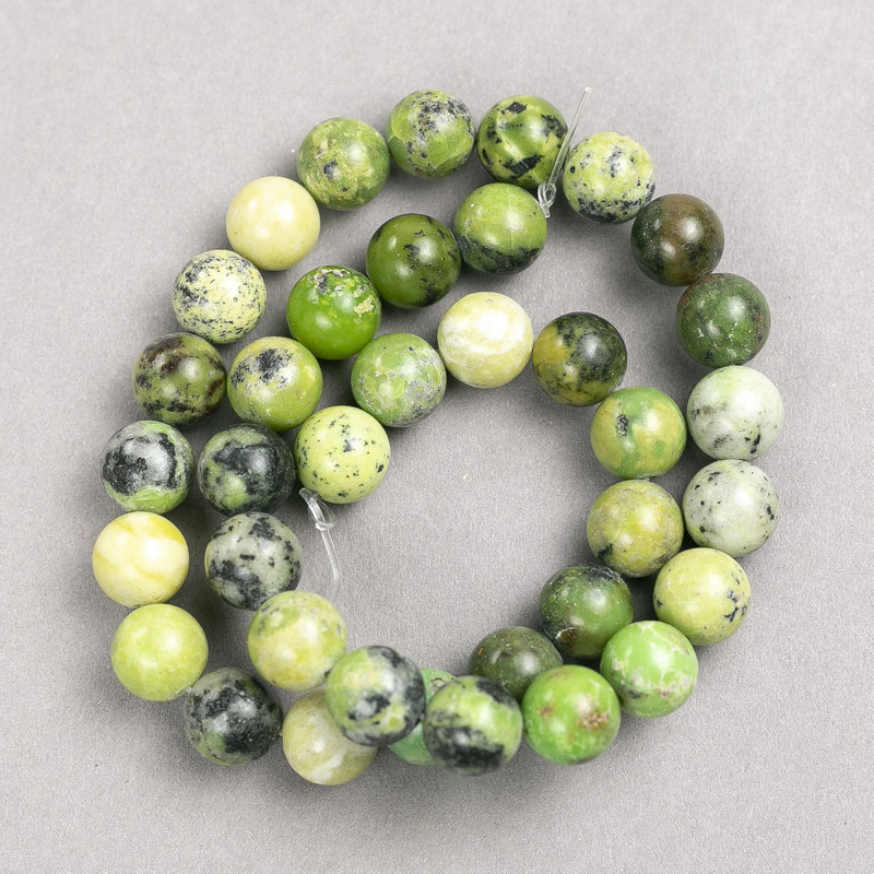 Australian Jadeite Beads on Beading Thread, Smooth Round Beads, 10.5 mm, 38 cm+