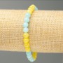 Elastic bracelet with acrylic beads imitating Aquamarine and Citrine, 6.5 mm diameter, 18 cm length