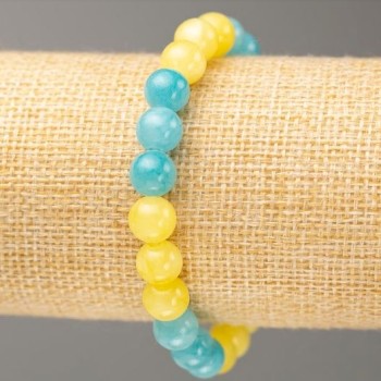 Elastic bracelet with Aquamarine and Citrine (acrylic beads), diameter 8.5 mm, length 18 cm