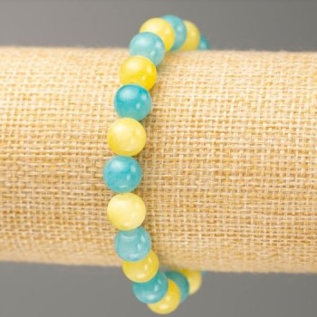 Elastic Bracelet with Aquamarine and Citrine (acrylic imitation), bead diameter about 8.5 mm, length about 18 cm