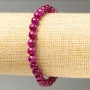 Elastic raspberry-colored tinted quartz bracelet with smooth acrylic beads, 6.5 mm diameter, 18 cm length