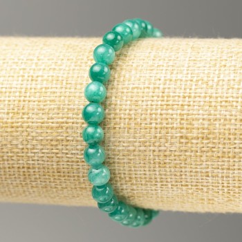 Elastic bracelet with Amazonite imitation (synthetic acrylic), smooth beads, 6 mm diameter, 18 cm long
