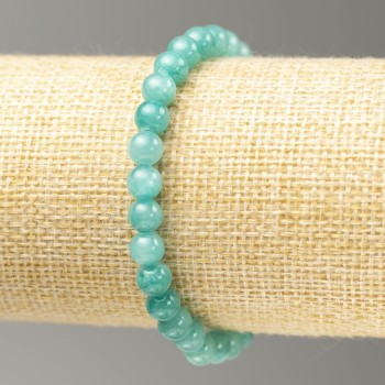 Elastic Aquamarine Bracelet with Smooth Acrylic Beads, 6.5 mm Diameter, 18 cm Length