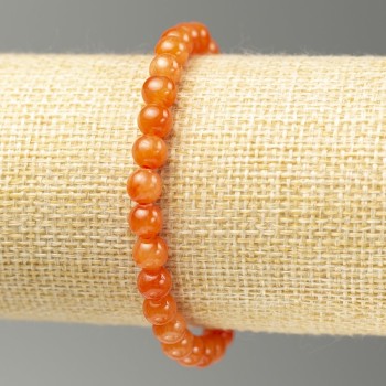 Elastic bracelet with citrine-imitation acrylic beads, smooth 6 mm beads, 18 cm long