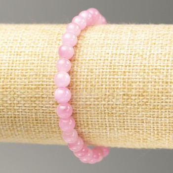 Elastic bracelet with Strawberry Quartz imitation (acrylic) smooth beads, 6.5 mm diameter, 18 cm length