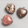 Heart-shaped Rhodonite pendant, diameter 25x25 mm+