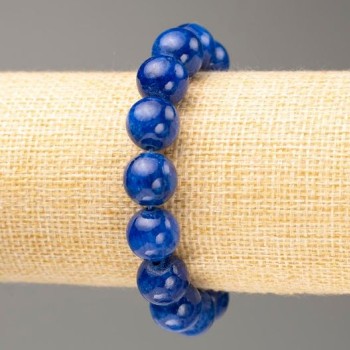 Elastic bracelet with imitation lapis lazuli beads (acrylic), 12 mm bead diameter, 18 cm length